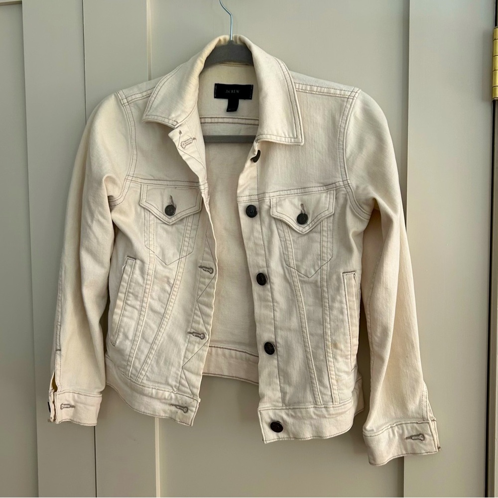 J. Crew Women's Cream Denim Jacket Size XXS